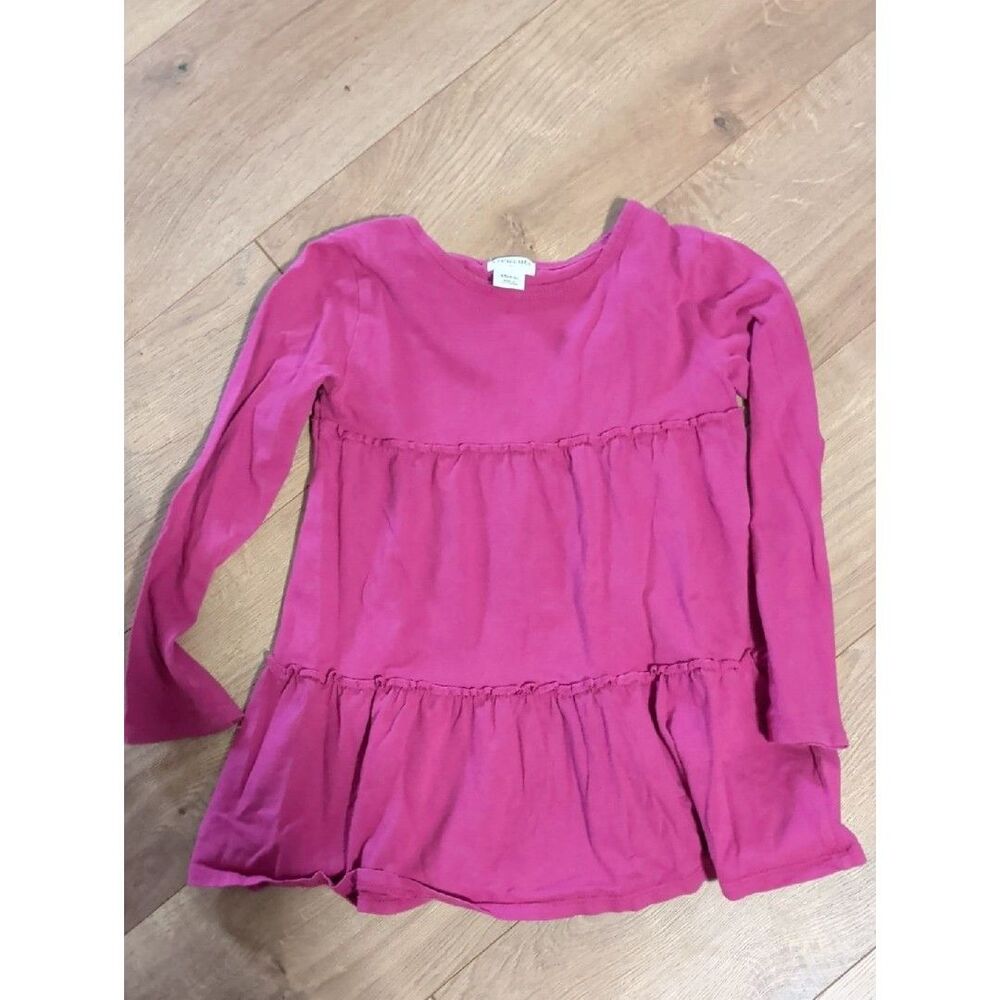 Crewcuts Long Sleeve Tiered Dress in Bright Pink